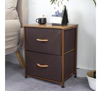Cassettiera Comodino 2 Cassetti Mobiletto Tessuto Marrone Chiaro Marrone Scuro
