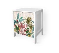 Cassettiera comodino Bianco stampa BANANO LEAVES 2 CASSETTI legno 39x29xH45 cm