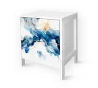 Cassettiera comodino Bianco stampa GOLDEN BLUE legno 39x29xH45 cm