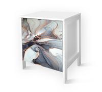Cassettiera comodino Bianco stampa MARBLE WAVES GREY legno 39x29xH45 cm