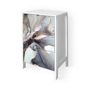 Cassettiera comodino Bianco stampa MARBLE WAVES GREY legno 39x29xH60 cm