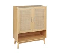 Cassettiera con 2 ante in rattan marrone chiaro stile boho Perote