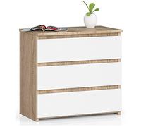 Cassettiera con 3 cassetti cassettiera camera da letto corridoio soggiorno organizer cassettiera larghezza 40 cm altezza 57 cm | Credenza credenza multiuso in legno bianco sonoma stretto