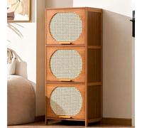 Cassettiera con 4/3 Cassetti Mobile Portaoggetti Mobile Multiuso in Bambù Massiccio Mobile Contenitore con Coperchio a Ribalta Mobili per Casa, Camera Da Letto, Soggiorno, Ingresso 3-layer,43*33*106cm