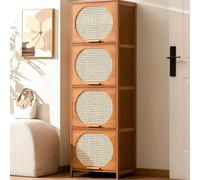 Cassettiera con 4/3 Cassetti Mobile Portaoggetti Mobile Multiuso in Bambù Massiccio Mobile Contenitore con Coperchio a Ribalta Mobili per Casa, Camera Da Letto, Soggiorno, Ingresso 4-layer,43*33*140cm