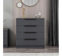 Cassettiera con 4 cassetti colore antracite effetto cannettato 72x42x77H cm - Wilmy