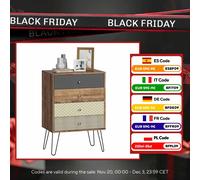 Cassettiera con 4 cassetti Gambe in acciaio a forcina Stile bohémien 60X39X86 cm Multicolor