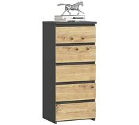 Cassettiera con 5 cassetti cassettiera camera da letto corridoio soggiorno organizer cassettiera larghezza 40 cm altezza 92 cm | Credenza credenza multiuso in rovere grafite Artisan stretto