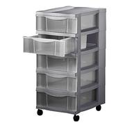 Cassettiera con 5 cassetti e rotelle, contenitore per ufficio, cassettiera arrotolabile, organizer in plastica riciclabile, per cucina, bagno, soggiorno, ufficio