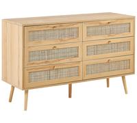 Cassettiera con 6 cassetti in rattan marrone chiaro stile boho Perote