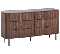 Cassettiera con 6 cassetti MDF legno chiaro gambe in metallo Bradley