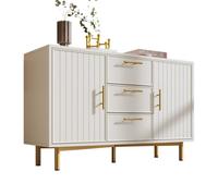 Cassettiera con ante e cassetti, moderna, piedini in metallo, per soggiorno, corridoio, camera da letto, credenza, ripiano regolabile in altezza, manico scanalato