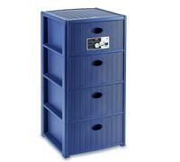 Cassettiera con ruote 4 cassetti effetto vimini Stefanplast elegance Blu navy
