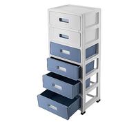 Cassettiera con ruote, 6 cassetti profondi, cassettiera da ufficio, armadietto a rotelle per camera da letto, soggiorno, studio (blu, bianco)