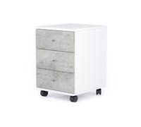 Cassettiera con ruote Clara, Bianco Opaco con cassetti Grigio Cemento