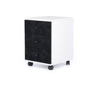 Cassettiera con ruote Clara, Bianco Opaco con cassetti Nero Cemento