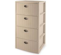 Cassettiera con ruote e 4 cassetti effetto vimini Stefanplast Elegance CASHMIRE