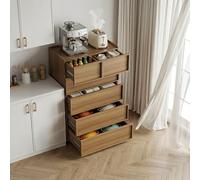 Cassettiera con sei cassetti, 80 cm (lunghezza) x 48 cm (larghezza) x 127 cm (altezza), credenza naturale, credenza, armadio moderno, cassettiera, mobili in legno, colore rovere