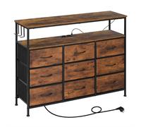 Cassettiera Credenza con presa 9 cassetti in tessuto Armadio portaoggetti con struttura in metallo per soggiorno Camera da letto Corridoio 30x110x85 cm Rustic Brown