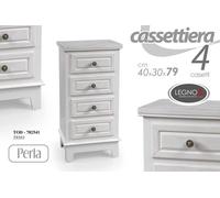 CASSETTIERA CUORE 4 CASSETTI SHABBY CHIC LEGNO DECAPE BIANCO PERLA 824030 cm