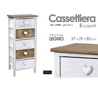CASSETTIERA CUORE 5 CASSETTI LEGNO ANTICATO MARRONE CUCINA BAGNO CAMERA 833729