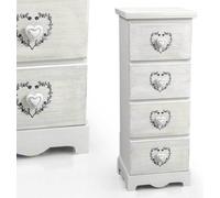 CASSETTIERA CUORE SLIM SALVASPAZIO SHABBY CHIC 4 CASSETTI SETTIMINO 803126 cm