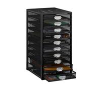 Relaxdays Cassettiera da Scrivania, 10 Cassetti, Formato DIN A4, Porta-Documenti, Box per Lettere e Corrispondenza, Nero, 55 x 27,5 x 35,5 cm