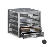 Relaxdays Cassettiera da Scrivania, 5 Cassetti, Formato DIN A4, Porta-Documenti, Box per Lettere e Corrispondenza, Argento, HxLxP: 29 x 27,5 x 35,5 cm