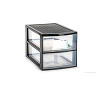 Cassettiera da tavolo 2 cassetti PVC nero e trasparente 37,5x26x25 cm