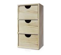 Cassettiera da Tavolo 3 Cassetti 32x17,1x14 cm in Legno di Pino Massello Naturale
