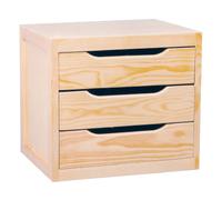 Cassettiera da Tavolo 3 cassetti 39x30x29,5 cm in Legno di Pino Naturale
