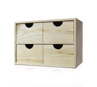 Cassettiera da Tavolo 4 Cassetti 21,7x32x14 cm in Legno di Pino Massello Naturale