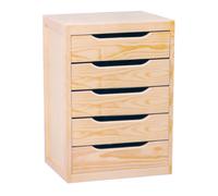 Cassettiera da Tavolo 5 cassetti 39x30x46 cm in Legno di Pino Naturale