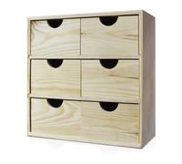 Cassettiera da Tavolo 6 Cassetti 32x32x14 cm in Legno di Pino Massello Naturale