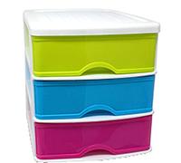 Cassettiera da tavolo bianco 3 cassetti multicolore 26,5 x 26 x 35,5 cm