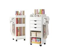 Cassettiera da ufficio mobile a 3 cassetti, mobile portaoggetti in legno | Raccoglitore per documenti, 33 x 48 x 85 cm, 2 barre laterali, 3 scomparti, 4 ruote frenate, contenitore portaoggetti, bianco