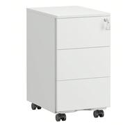 Cassettiera da Ufficio Studio Scrivania, Mobiletto con Ruote per Documenti, Supporto Stampante, con Chiusura, 3 Cassetti, Pre-Assemblato, 40 x 30 x 54 cm, Bianco Opaco Tutto in un unico posto: Se la t
