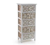 CASSETTIERA DECO TRAFORATA 5 CASSETTI LEGNO COMODINO CLASSICO MODERNO 904029