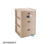 Stefanplast Cassettiera a 3 Ripiani in Rattan Sintetico, Colore Beige