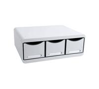 Exacompta - Rif. 318740D - Toolbox mini cassettiera a 3 cassetti per piccola cancelleria - Dimensioni esterne: 35,5X27X13,5cm - Grigio chiaro