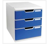 Cassettiera Modulo A4 - 35x28,8x32 cm - 3 cassetti - grigio/blu - Exacompta