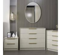Cassettiera Grumium, Settimino Multiuso, Comò Camera da Letto, Mobile con cassetti, 100x45 h85 cm, Cemento