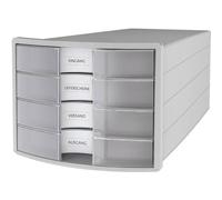 Cassettiera HAN IMPULS 2.0 - Design accattivante abbinato a una qualità eccellente. Con 4 cassetti chiusi per DIN A4/C4, grigio chiaro-traslucido, 1012-63