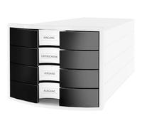 Cassettiera HAN IMPULS 2.0 - Design accattivante abbinato a una qualità eccellente. Con 4 cassetti chiusi per DIN A4/C4, biano-nero, 1012-32