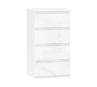 HOMCOM Comò Slim, 4 cassetti lucidi, bianco, per camera da letto. Aosom Italy