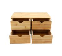 Cassettiera in bambù con 4 cassetti, per cucina, ufficio | Modello da tavolo, robusto e resistente, naturale e sicuro, salvaspazio, colore naturale, 33 × 19 × 16 cm