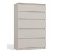 CDF Cassettiera 5 Cassetti in Laminato Senza Maniglie Mobiletto da Camera, Letto o Soggiorno Mobile Moderno Cassettiera Mobiletto con Cassetti Armadio Cameretta Cachemire 40x70x109,5 cm