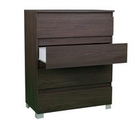 Cassettiera in legno 4 cassetti maniglia gola 81x44xH101 Olmo Caffè