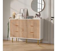 Cassettiera in Legno 6 Cassetti, credenza per camera da letto, mobile con cassetti per la camera da letto,Maniglie in Metallo,Como Camera da Letto Scandinavo per Soggiorno, Corridoio，100x34x73cm