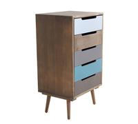 Cassettiera in legno con 5 cassetti colorati 45x36,5xH81,5 cm CHARLES